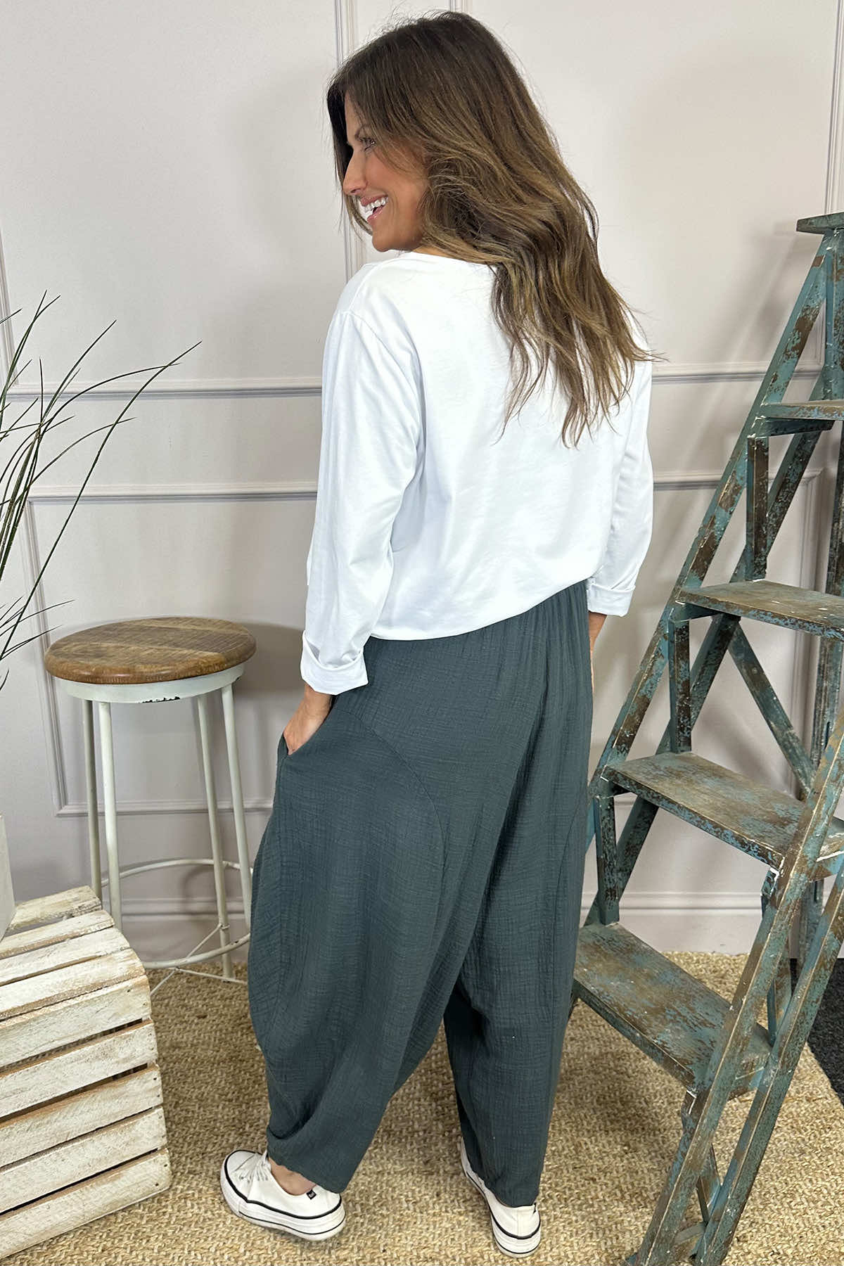 Kristin Cotton Trousers Charcoal