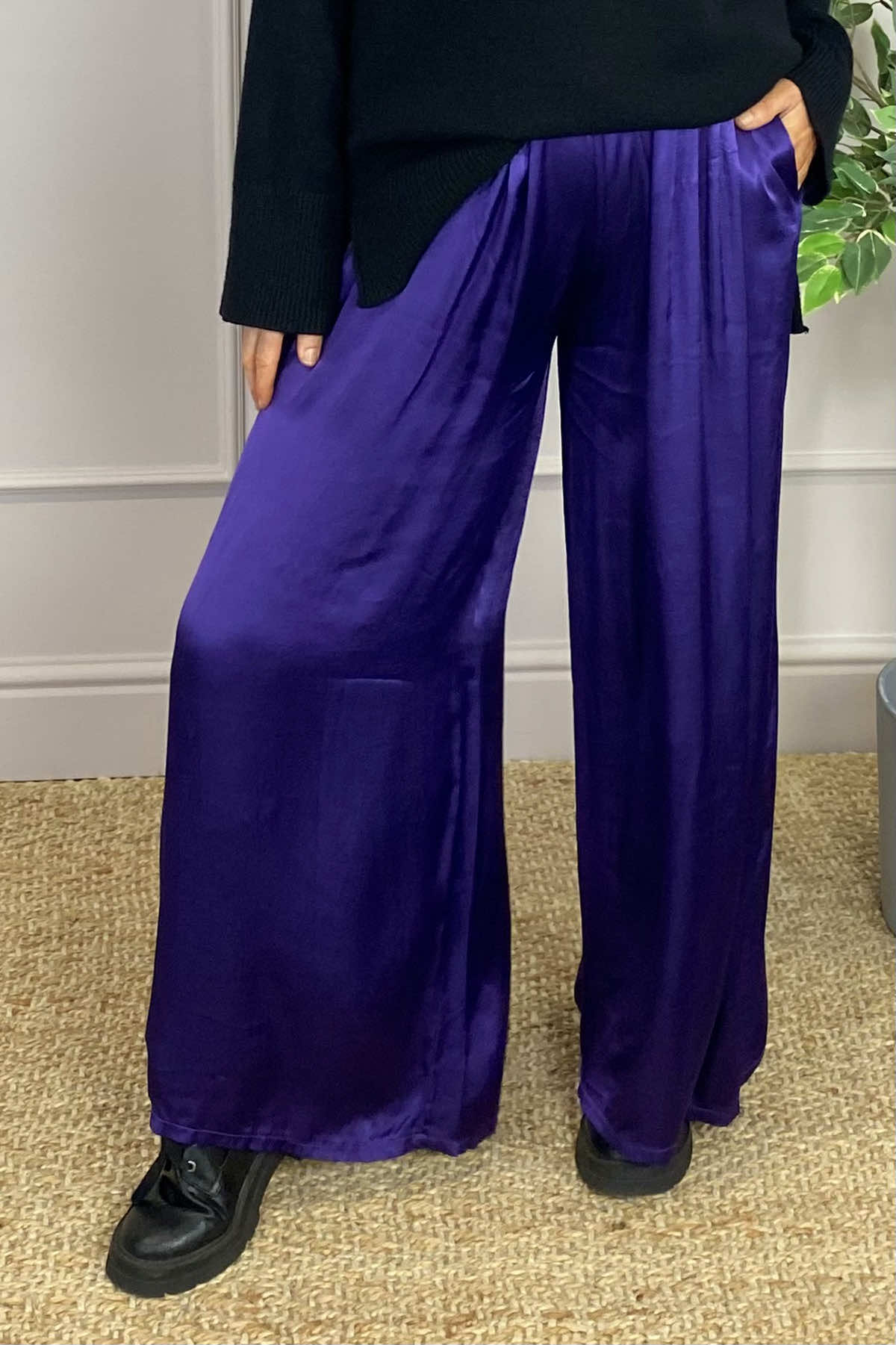 Kathleen Satin Trousers Purple