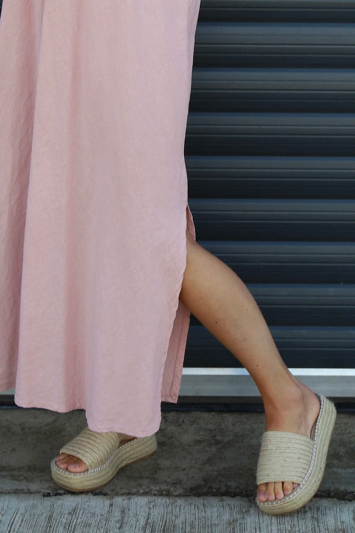 Cesca Strap Linen Dress Pink