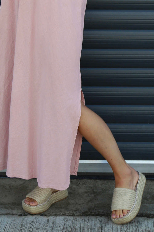 Cesca Strap Linen Dress Pink - Image 3