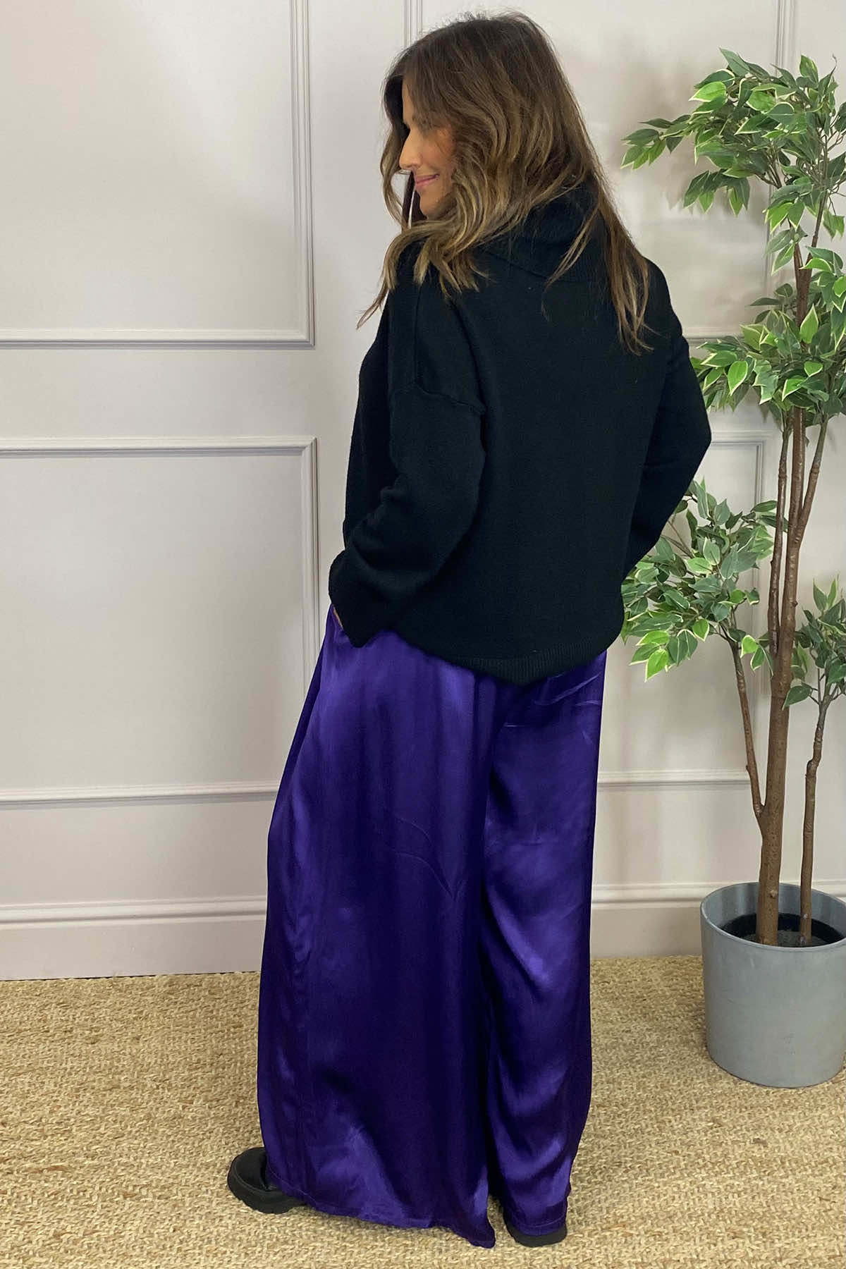 Kathleen Satin Trousers Purple