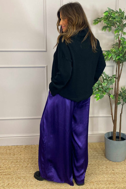 Kathleen Satin Trousers Purple - Image 6