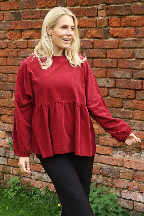 Geraldine Needlecord Top Wine - Image 1
