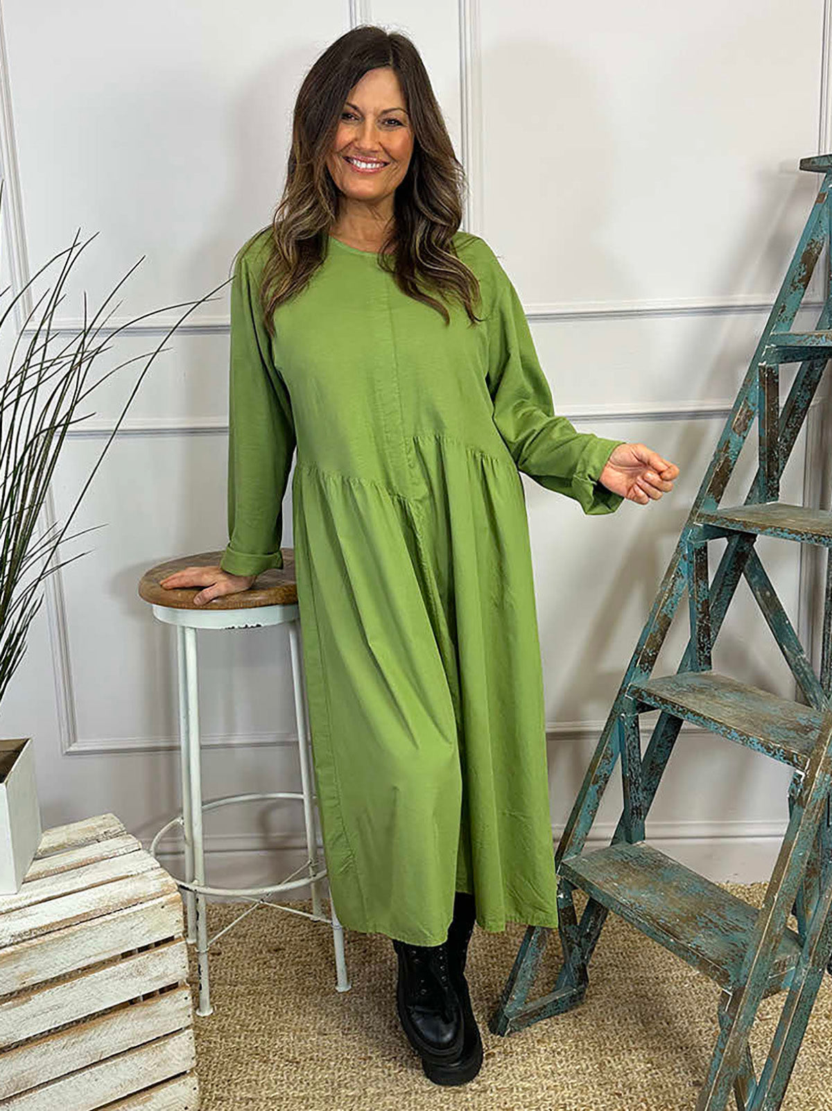 Lorena Cotton Dress Green