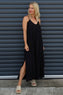 Cesca Strap Linen Dress Black
