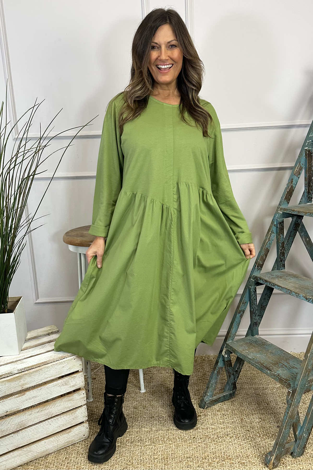 Lorena Cotton Dress Green