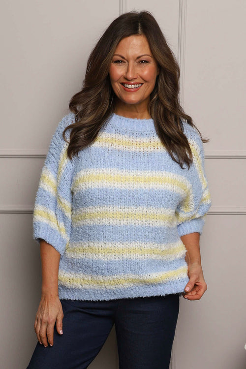Marva Stripe Knit Top Light Blue - Image 2