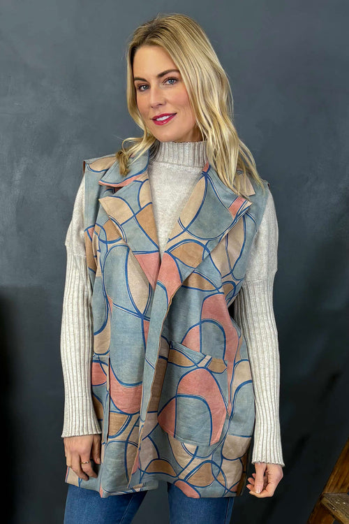 Larissa Print Waistcoat Light Blue - Image 2