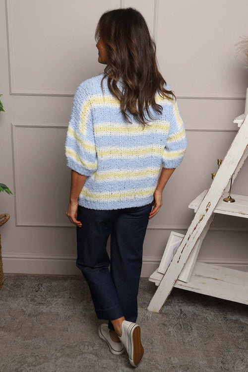 Marva Stripe Knit Top Light Blue - Image 4