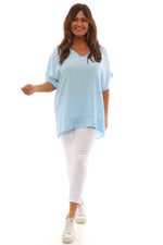 Sia V-Neck Top Light Blue Light Blue - Sia V-Neck Top Light Blue