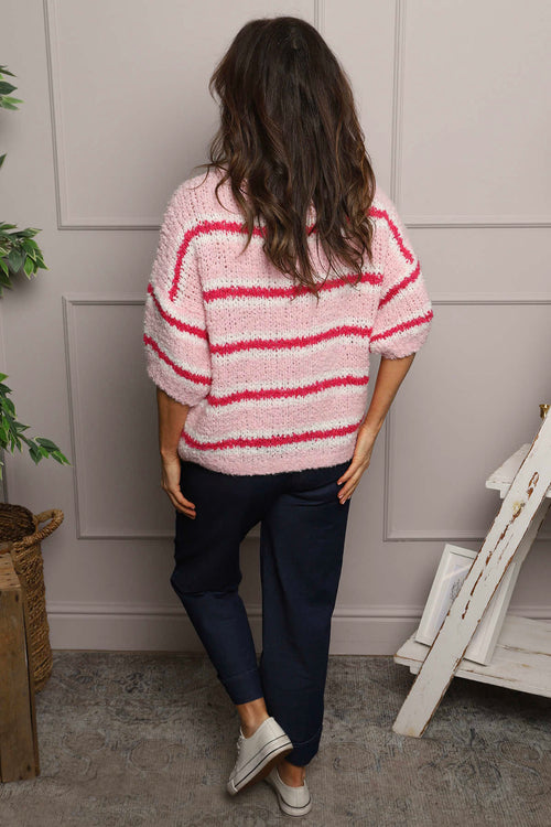 Marva Stripe Knit Top Pink - Image 4