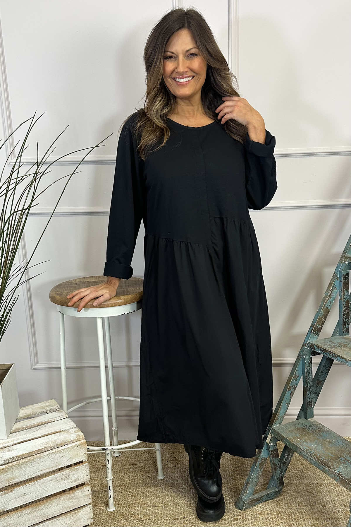 Lorena Cotton Dress Black