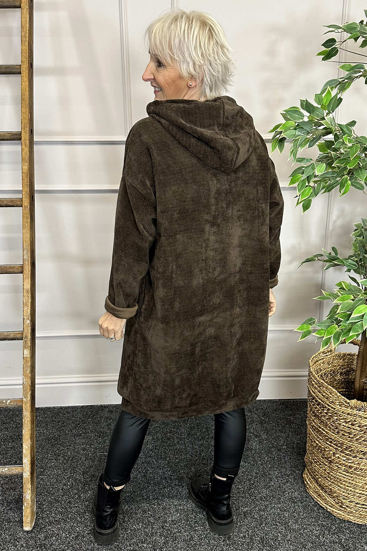 Dita Longline Hooded Cotton Top Cocoa