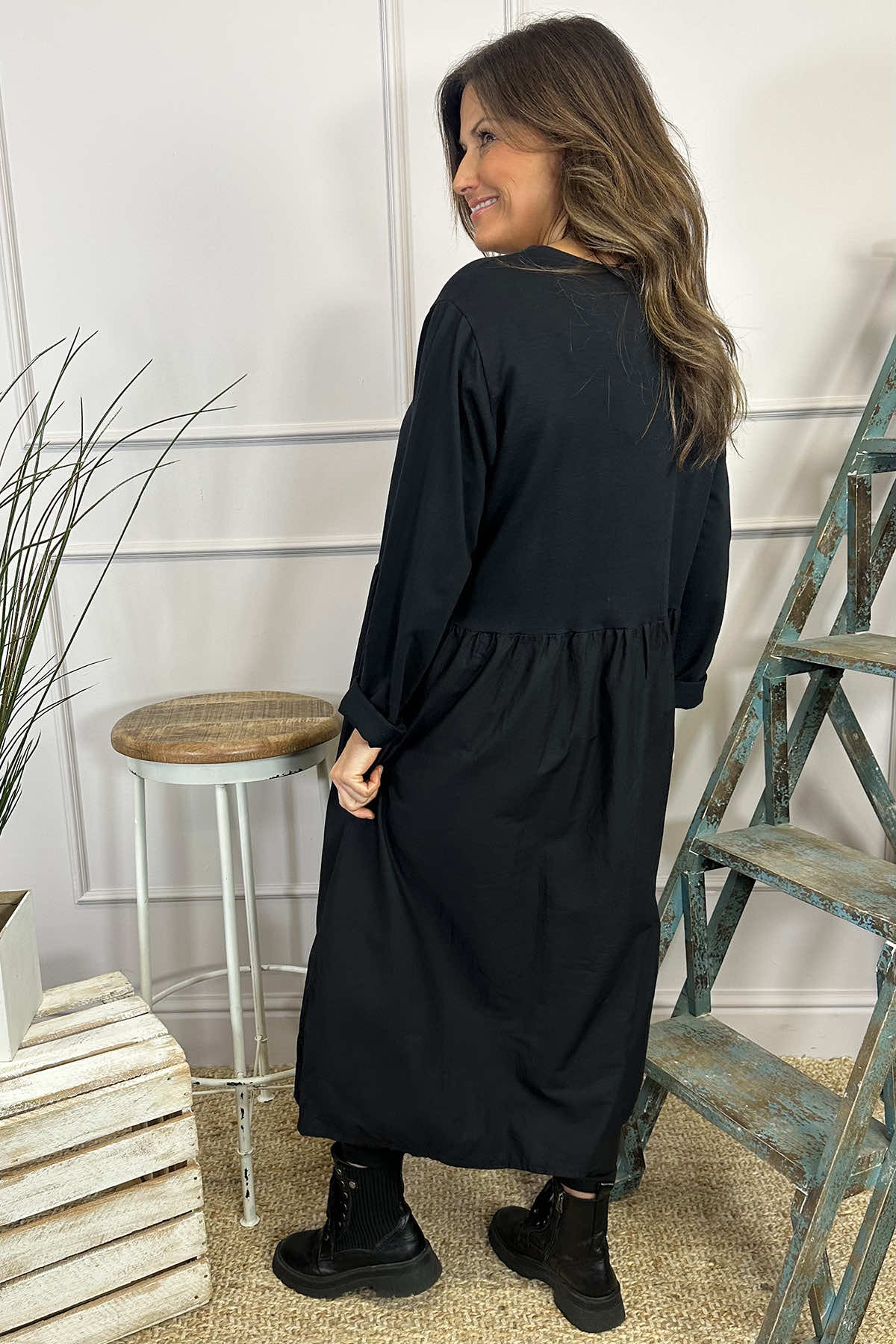 Lorena Cotton Dress Black