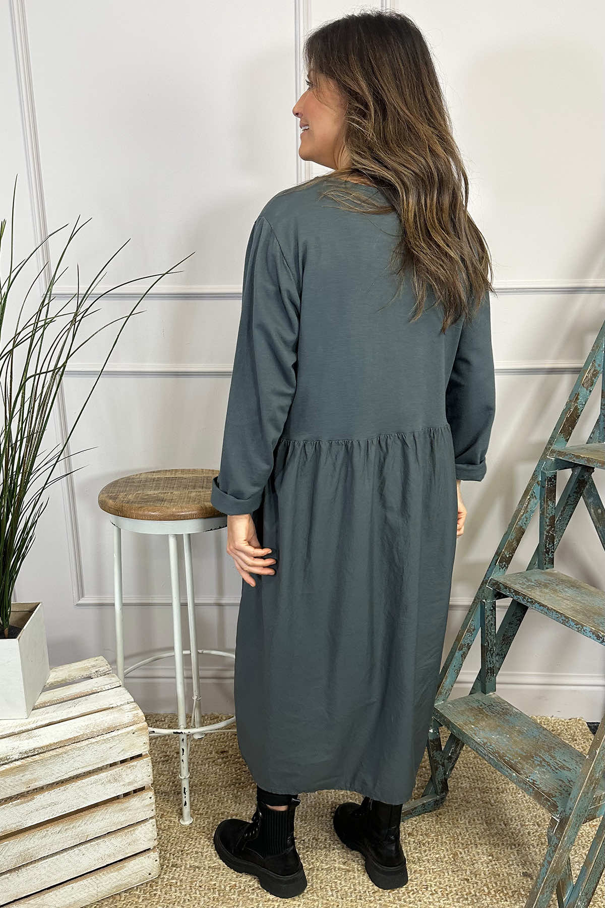 Lorena Cotton Dress Mid Grey