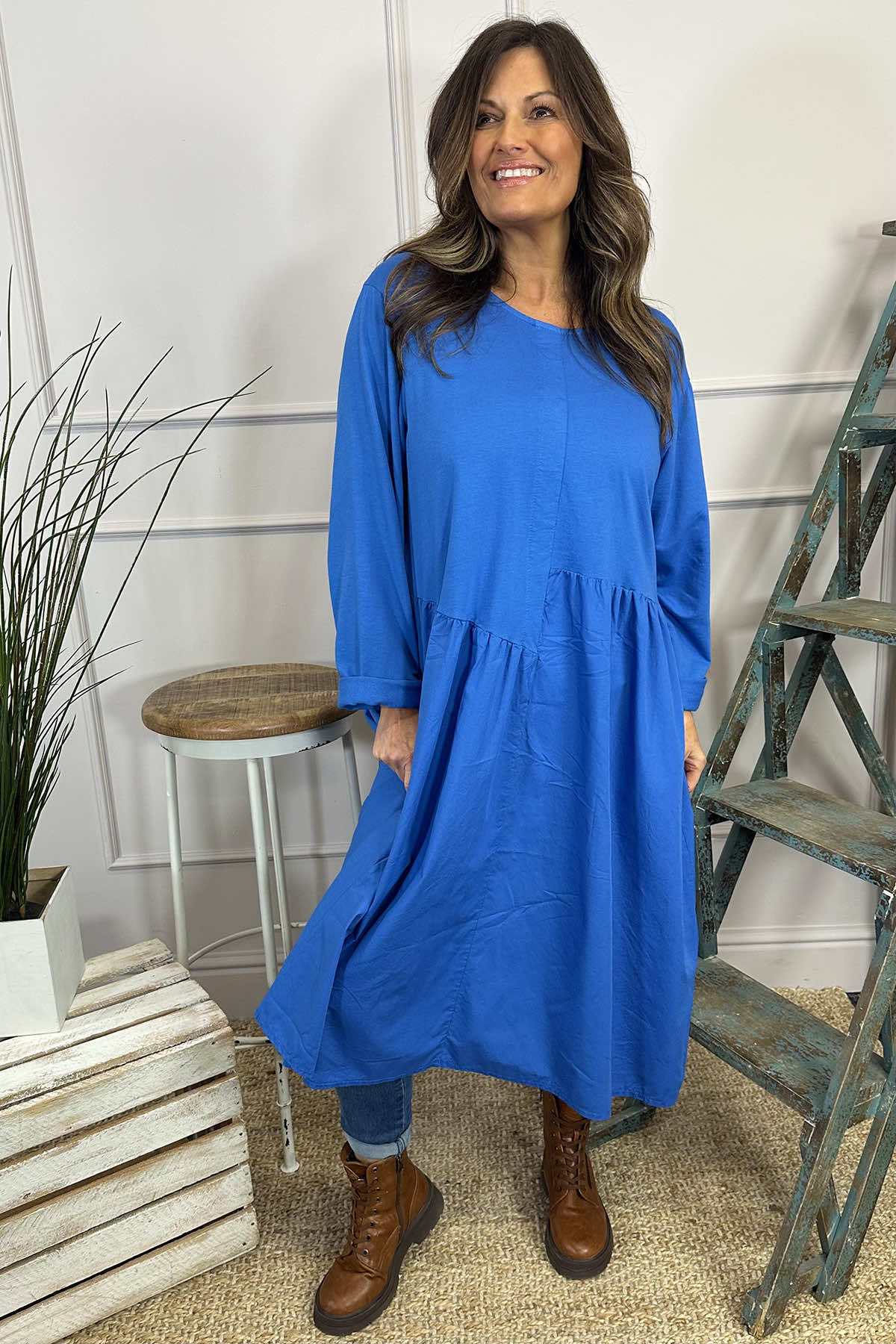 Lorena Cotton Dress Cobalt