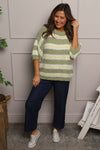 Marva Stripe Knit Top Khaki
