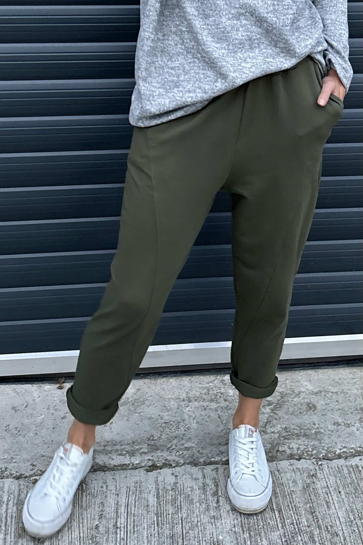 Gwen Cotton Joggers Dark Khaki