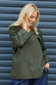 Natasha Crochet Shoulder Linen Top Dark Khaki
