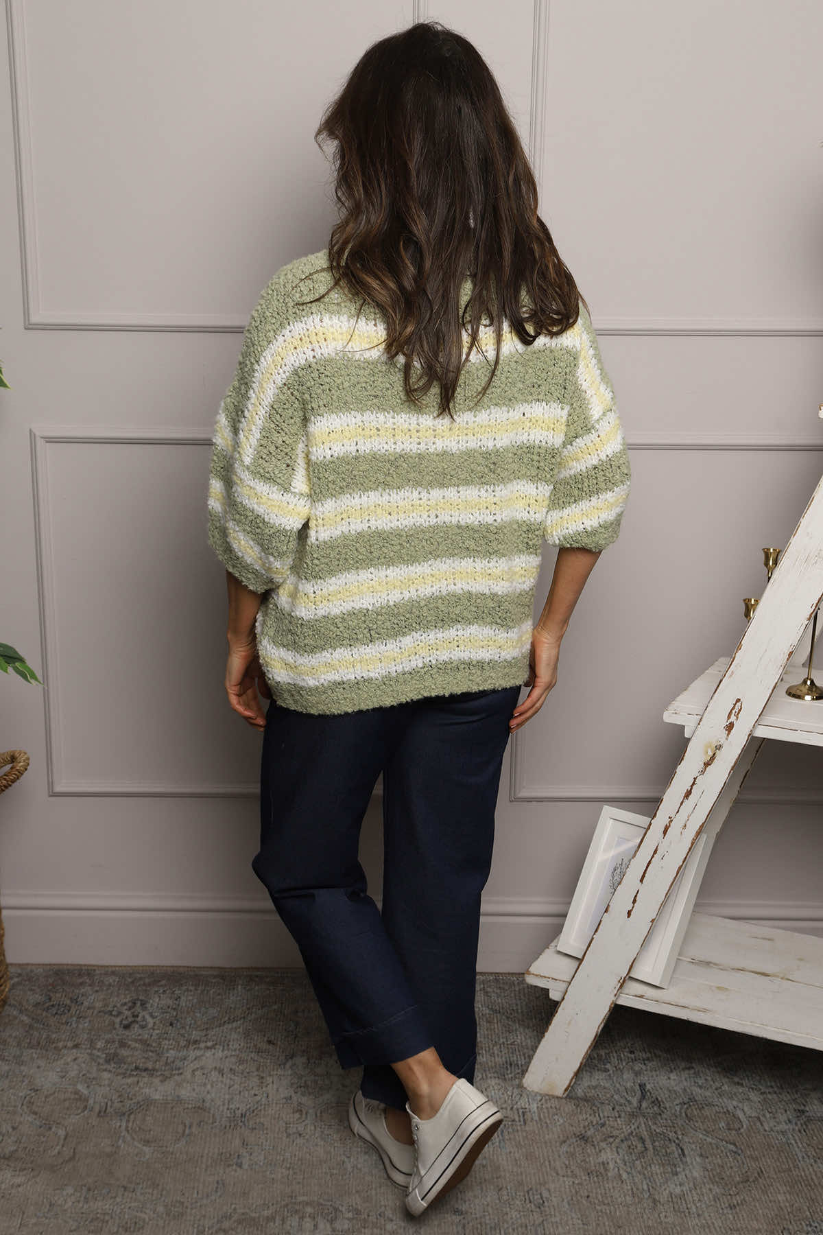 Marva Stripe Knit Top Khaki