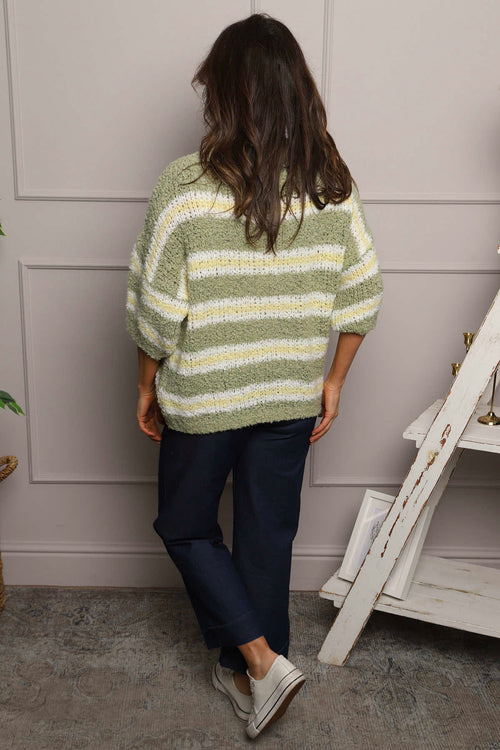 Marva Stripe Knit Top Khaki - Image 4