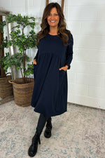 Joanna Cotton Dress Navy Navy - Joanna Cotton Dress Navy