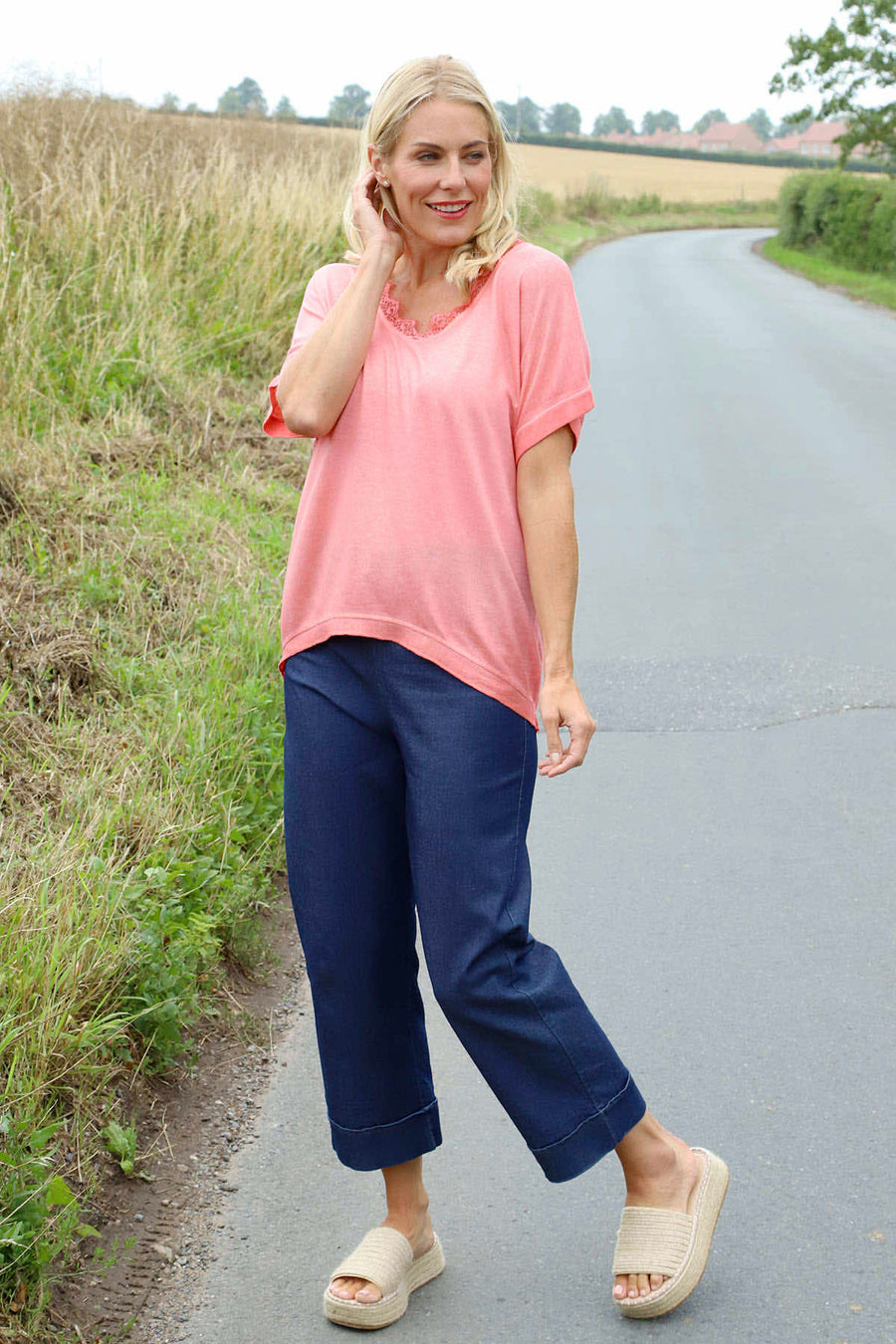 Robyn V-Neck Top Coral