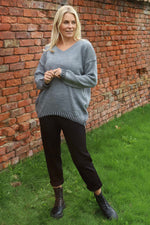 Harper Knitted Jumper Mid Grey Mid Grey - Harper Knitted Jumper Mid Grey