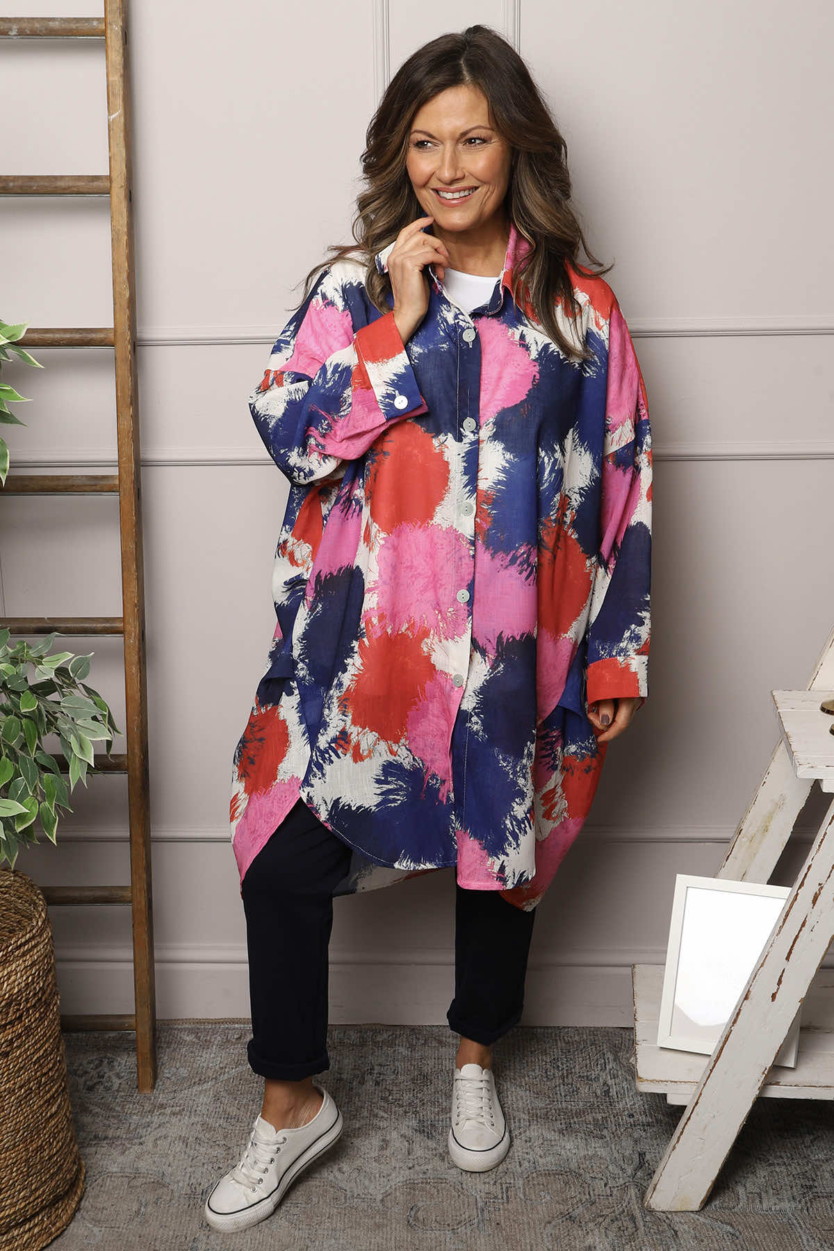 Macie Ink Print Shirt Fuchsia