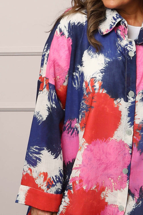 Macie Ink Print Shirt Fuchsia - Image 3