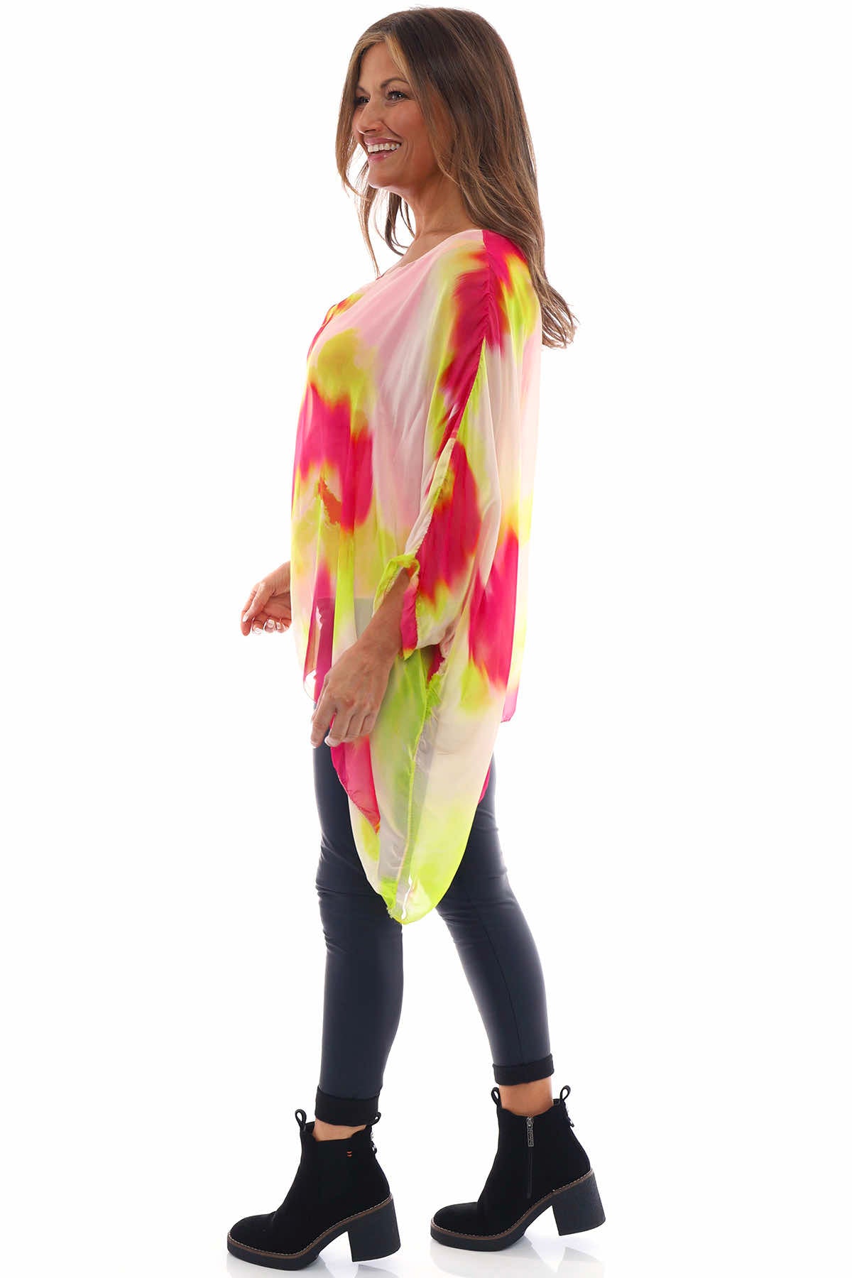 Romani Splash Batwing Top Hot Pink