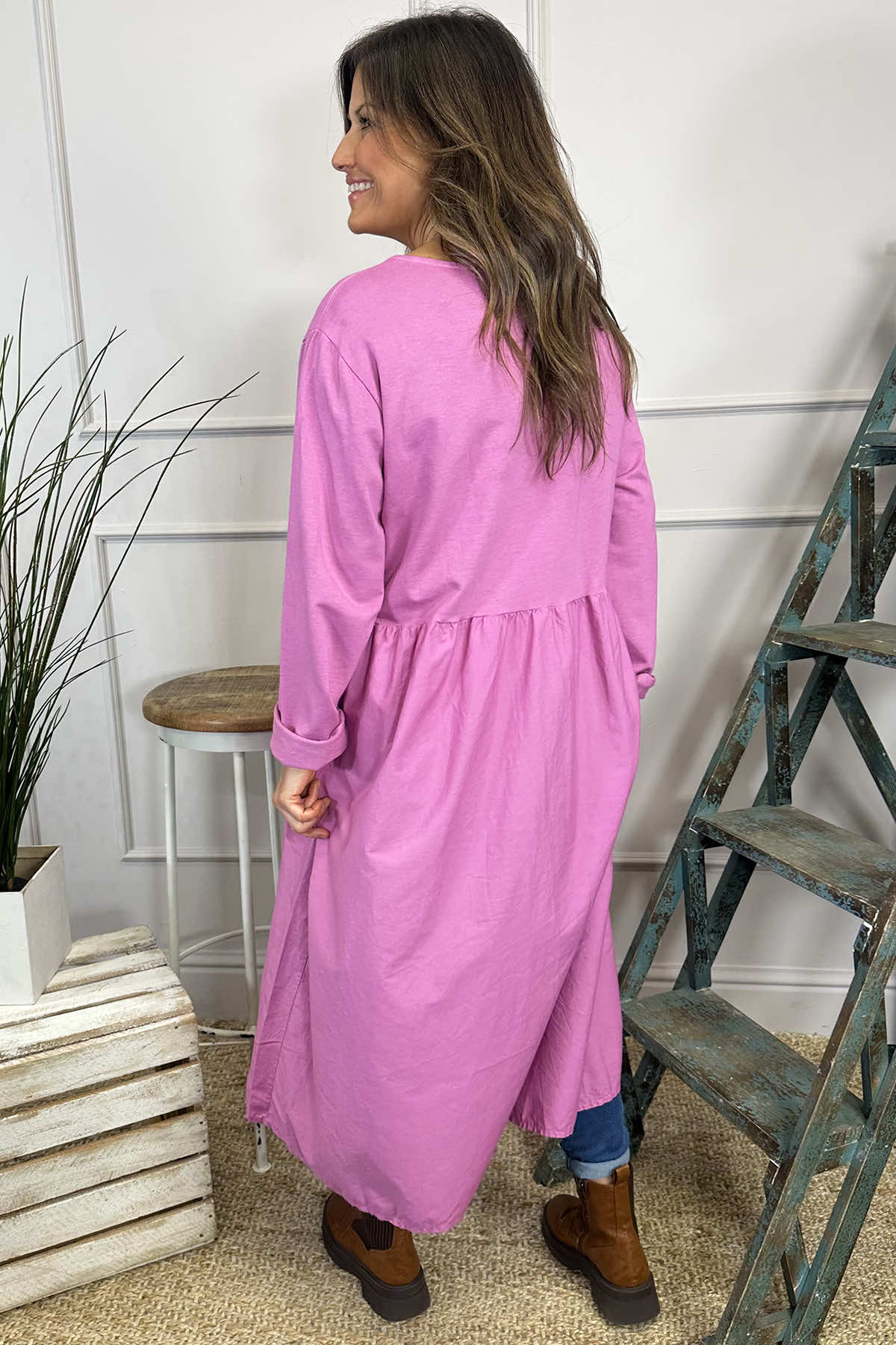 Lorena Cotton Dress Fuchsia