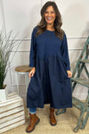 Lorena Cotton Dress Navy