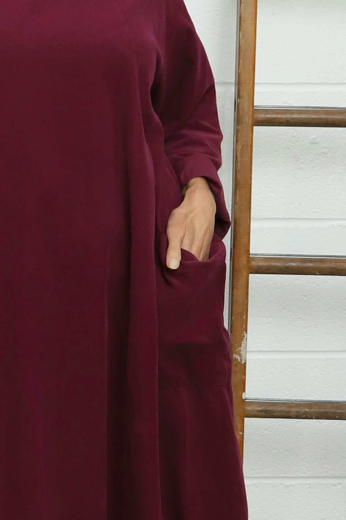 Liora Needlecord Dress Burgundy