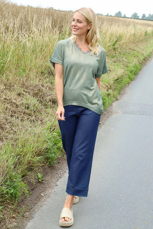 Robyn V-Neck Top Khaki - Image 2