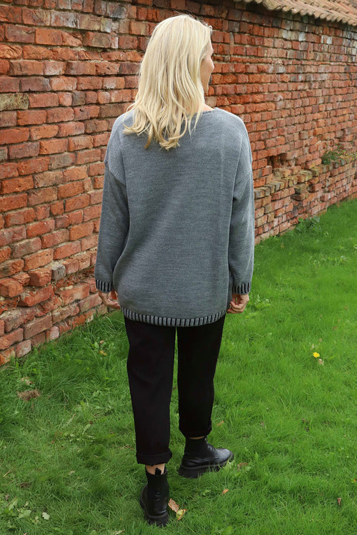 Harper Knitted Jumper Mid Grey - Image 4