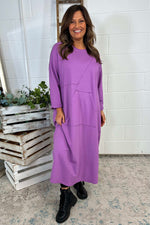 Christyn Seam Detail Cotton Dress Purple Purple - Christyn Seam Detail Cotton Dress Purple