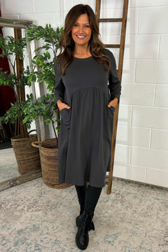 Joanna Cotton Dress Charcoal