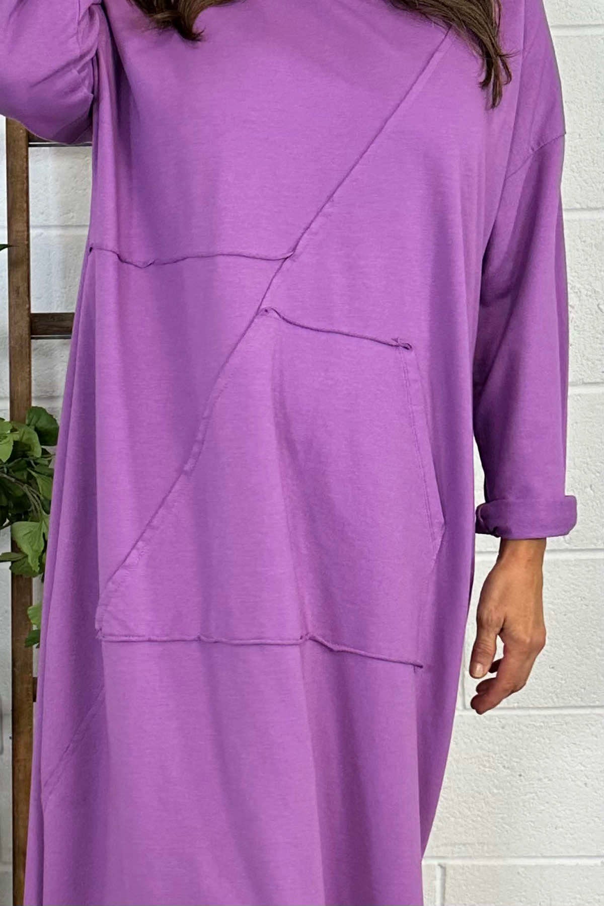 Christyn Seam Detail Cotton Dress Purple