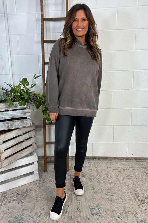 Josie Washed Hooded Top Mocha