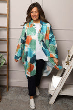 Macie Ink Print Shirt Teal Teal - Macie Ink Print Shirt Teal