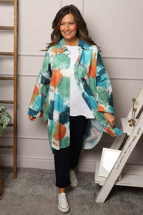 Macie Ink Print Shirt Teal - Image 1