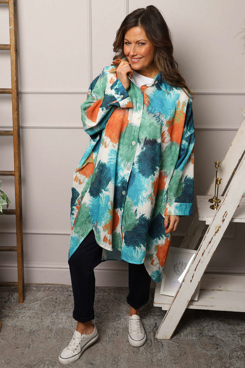 Macie Ink Print Shirt Teal - Image 2