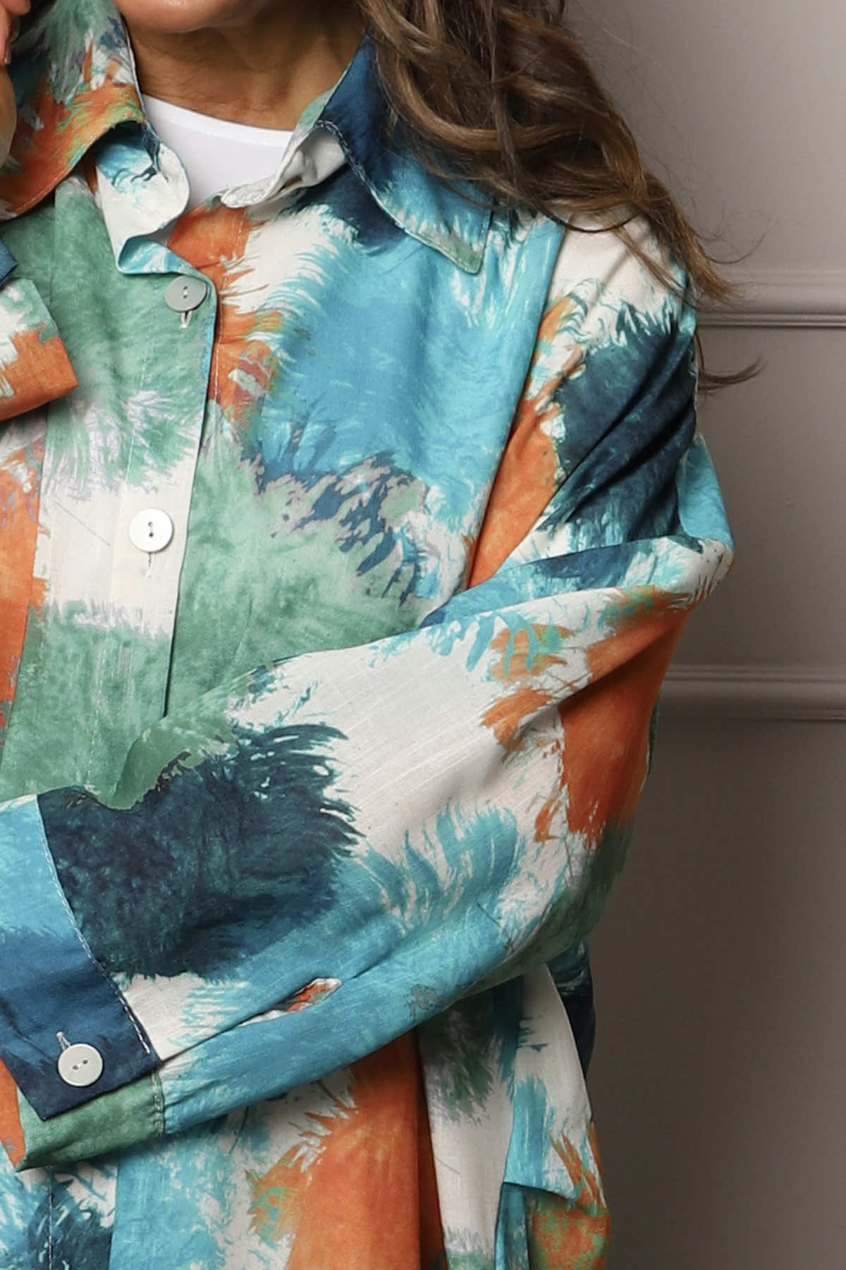 Macie Ink Print Shirt Teal