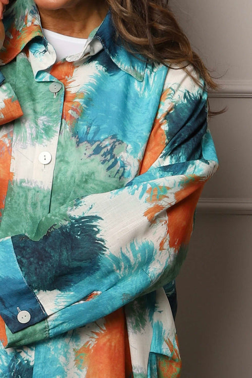 Macie Ink Print Shirt Teal - Image 3