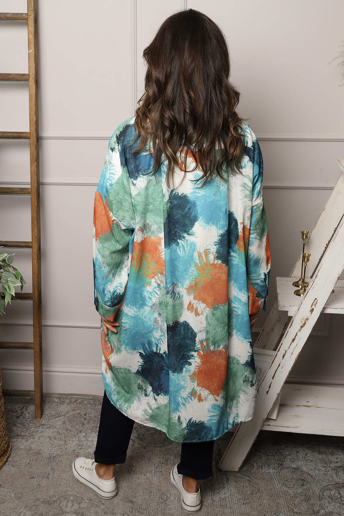 Macie Ink Print Shirt Teal