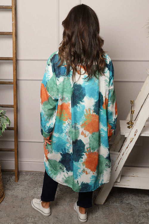 Macie Ink Print Shirt Teal - Image 4