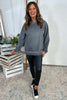 Josie Washed Hooded Top Charcoal