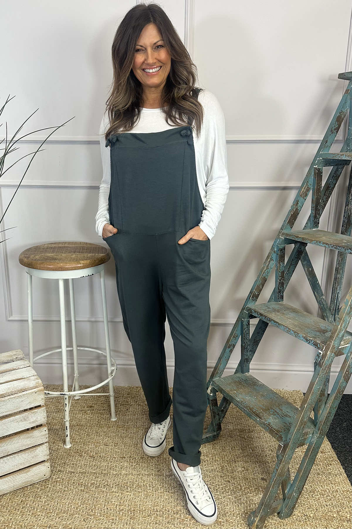 Pabo Jersey Dungarees Charcoal