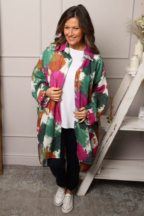 Macie Ink Print Shirt Green - Image 2